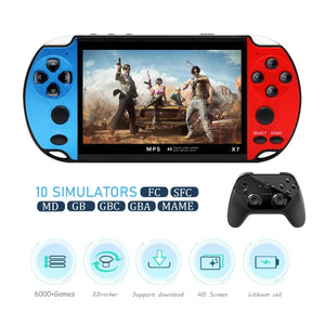 Planet Gates Blue red GAMINJA X7 4.3inch Handheld Game Console IPS Screen Video Game Player HD Game Console Built-in 10000 Games For GBA GBC NES GBC
