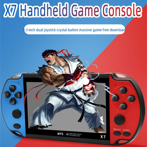 Planet Gates Blue red GAMINJA X7 4.3inch Handheld Game Console IPS Screen Video Game Player HD Game Console Built-in 10000 Games For GBA GBC NES GBC