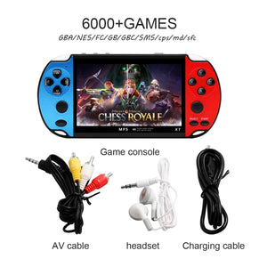 Planet Gates Blue red GAMINJA X7 4.3inch Handheld Game Console IPS Screen Video Game Player HD Game Console Built-in 10000 Games For GBA GBC NES GBC