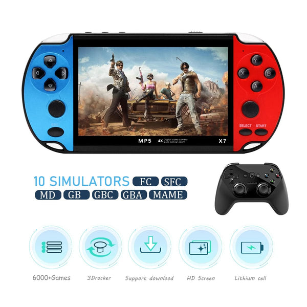 Planet Gates Blue red GAMINJA X7 4.3inch Handheld Game Console IPS Screen Video Game Player HD Game Console Built-in 10000 Games For GBA GBC NES GBC