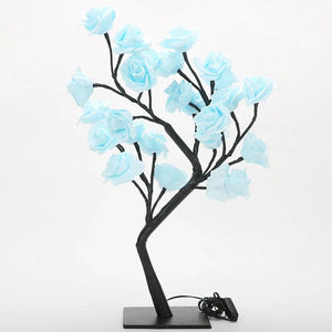 Planet Gates blue rose 24 LED Rose Tree Lights USB Plug Table Lamp Fairy Flower Night Light For Home Party Christmas Wedding Bedroom Decoration Gift