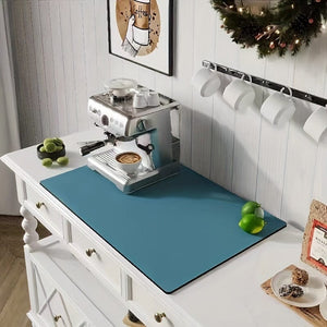 Planet Gates Blue / S 30cm*40cm/11.81in*15.75in 1pc, Dish Drying Pad, Espresso Machine Countertop Absorbent Pad, Washstand Drain Mat, Soft Faucet Absorbent Mat, Washstand Cup Mat, Kitchen Accessories, Bathroom Accessories