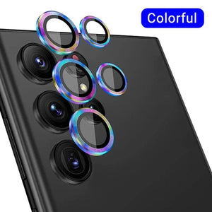 Planet Gates Blue / S23 Ultra (5Pcs) Camera Lens Protector Glass for Samsung S23 Ultra Plus Full Cover Lens Metal Protector Ring for Galaxy S22 Ultra Camera Film