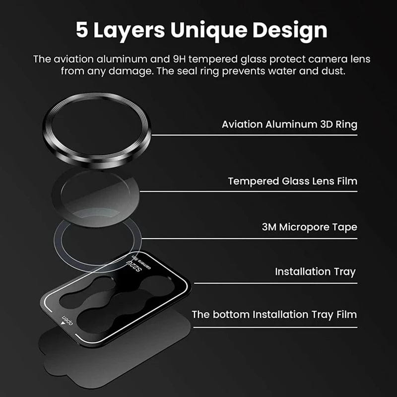 Planet Gates Blue / S23 Ultra (5Pcs) Camera Lens Protector Glass for Samsung S23 Ultra Plus Full Cover Lens Metal Protector Ring for Galaxy S22 Ultra Camera Film
