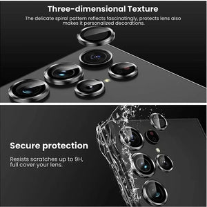 Planet Gates Blue / S23 Ultra (5Pcs) Camera Lens Protector Glass for Samsung S23 Ultra Plus Full Cover Lens Metal Protector Ring for Galaxy S22 Ultra Camera Film