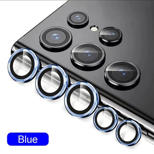 Planet Gates Blue / S23 Ultra (5Pcs) Camera Lens Protector Glass for Samsung S23 Ultra Plus Full Cover Lens Metal Protector Ring for Galaxy S22 Ultra Camera Film