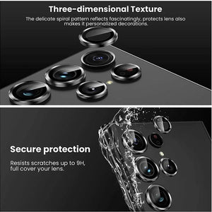 Planet Gates Blue / S23 Ultra (5Pcs) Camera Lens Protector Glass for Samsung S23 Ultra Plus Full Cover Lens Metal Protector Ring for Galaxy S22 Ultra Camera Film