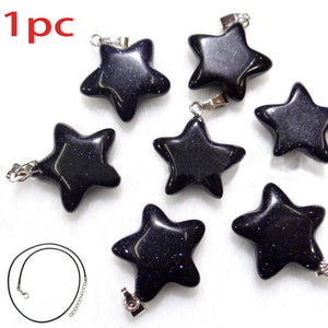 Planet Gates Blue sandstone Natural Stone Hexagon Pendant Necklace Crystal Rose Quartz Opal Star for Women Fluorite Lapis Bullet Pendulum Trend Jewelry Gift