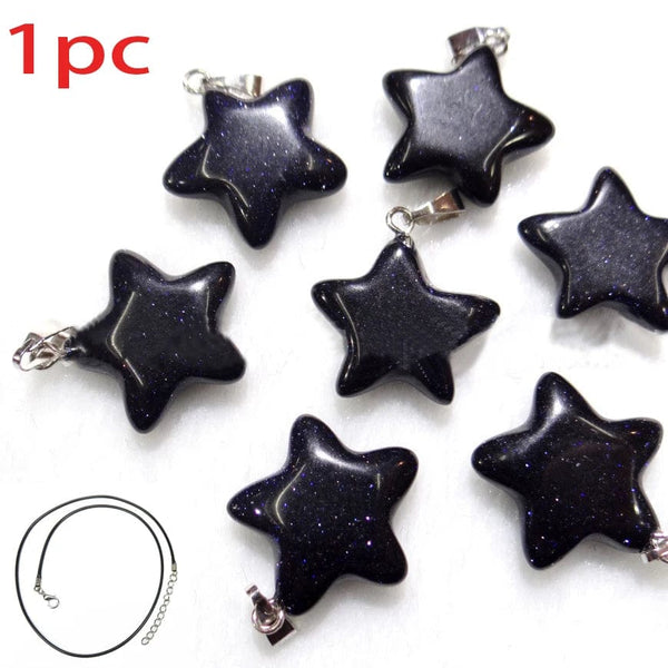 Planet Gates Blue sandstone Natural Stone Hexagon Pendant Necklace Crystal Rose Quartz Opal Star for Women Fluorite Lapis Bullet Pendulum Trend Jewelry Gift