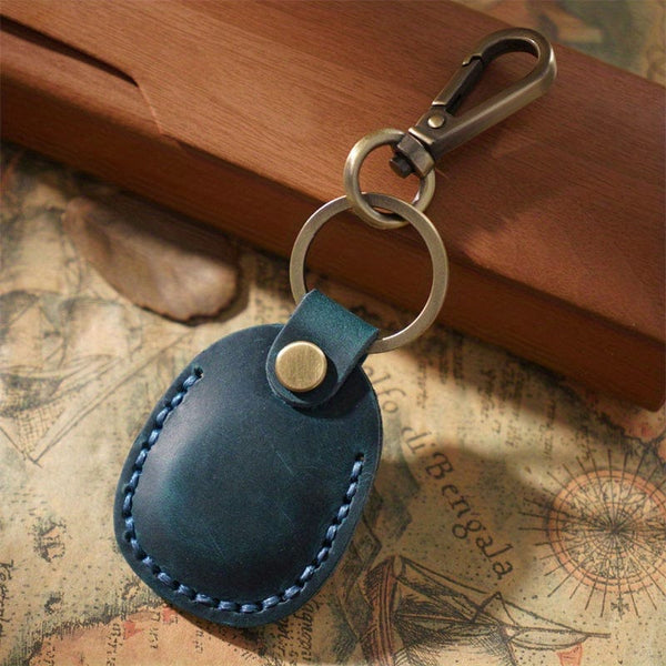 Planet Gates Blue Secure Your Airtags With This Stylish Retro Faux Leather Case + Keychain