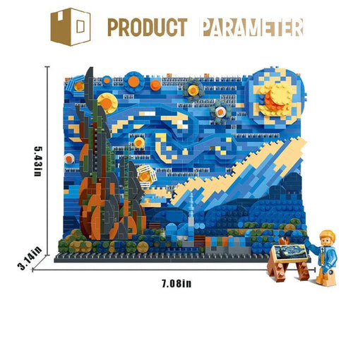 Planet Gates blue sky Pantasy Kanagawa Surfing Puzzle Ukiyo-E Building Block Decoration Creative Assembling Toy World Famous Painting Gift