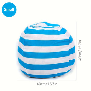 Planet Gates Blue / Small Stuffed Animal Storage Bean Bag Chair Cover For Kids | Stuffable Zipper Beanbag For Organizing Children Plush Toys Large Premium Cotton Canvas