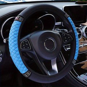 Planet Gates Blue Sparkle And Shine: Inlaid Artificial Diamond Steering Wheel Cover For Women Car Accessories