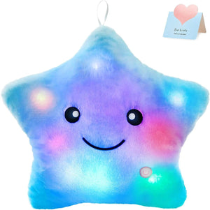 Planet Gates Blue-Star 34CM Creative Toy Luminous Pillow Soft Stuffed Plush Glowing Colorful Stars Cushion Led Light Toys Gift For Kids Children Girls