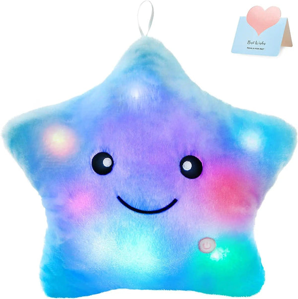 Planet Gates Blue-Star 34CM Creative Toy Luminous Pillow Soft Stuffed Plush Glowing Colorful Stars Cushion Led Light Toys Gift For Kids Children Girls