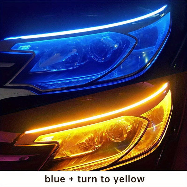 Planet Gates Blue  + Turn Yellow 60cm LED Decorative Light Strips Universal Flow Light Universal Car Lights For A Stylish Start-up Scanning Look!
