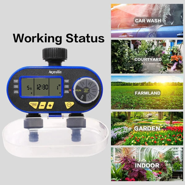 Planet Gates blue Two Outlets Garden Digital Electronic Water Timer Solenoid Valve Garden Irrigation Controller for Garden,Yard