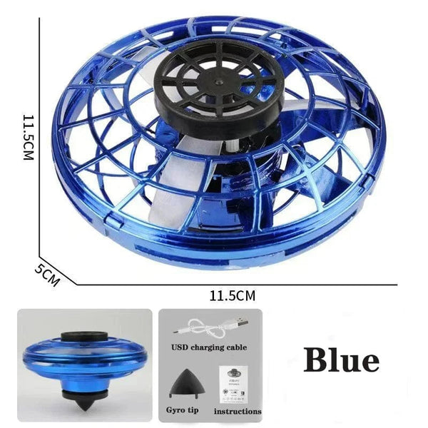 Planet Gates Blue UFO Fingertip Gyroscope Sensing Toy, Fun Floating Luminous Gyroscope Stress Reducing Toy Children's Birthday Toy Gift