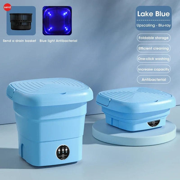 Planet Gates Blue / UK Folding Washing Machine Clothes Sock Barrel Washing Machine Centrifuge Mini Underwear Portable Washing Machine for Dehydration
