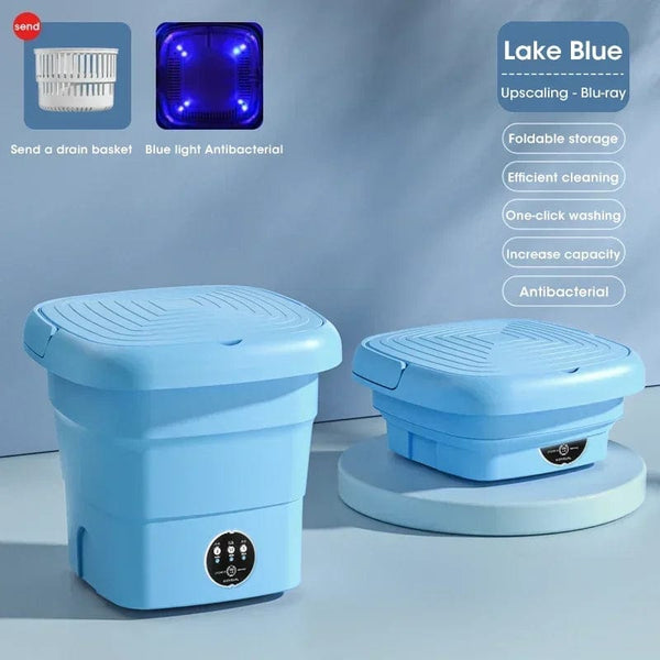Planet Gates Blue / us Portable Washing Machine Folding 4.5L Capacity Clothes Spin Dryer Bucket Travel Underwear Socks Ultrasonic Mini Washer