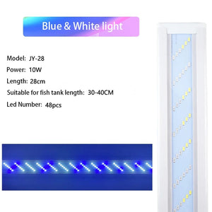 Planet Gates Blue White 28CM WRGB New 6 Row Super Slim LEDs Aquarium Lighting Aquatic Plant Light 18-48CM Extensible Dimmable Clip on Lamp For Fish Tank EU