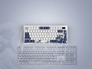 Planet Gates BLUE / White Switch womier SK80 Gasket Mounted Mechanical Keyboard  81 Key Gamer Keyboard 75% Hot Swap RGB Gaming Keyboard with Smart Display for PC