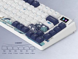 Planet Gates BLUE / White Switch womier SK80 Gasket Mounted Mechanical Keyboard  81 Key Gamer Keyboard 75% Hot Swap RGB Gaming Keyboard with Smart Display for PC