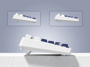 Planet Gates BLUE / White Switch womier SK80 Gasket Mounted Mechanical Keyboard  81 Key Gamer Keyboard 75% Hot Swap RGB Gaming Keyboard with Smart Display for PC