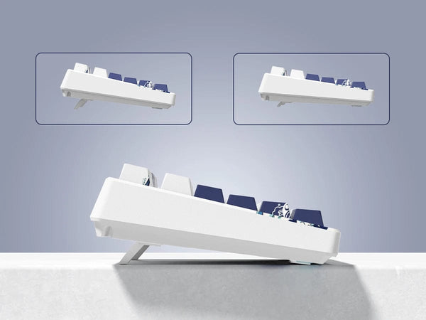 Planet Gates BLUE / White Switch womier SK80 Gasket Mounted Mechanical Keyboard  81 Key Gamer Keyboard 75% Hot Swap RGB Gaming Keyboard with Smart Display for PC