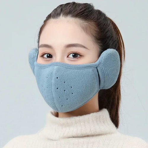 Planet Gates Blue Winter Unisex Breathable Holes Mask Cold-Proof Thermal Mask Earmuffs Two-In-One Wrap Band Ear Warmer Outdoor Riding Ear Muff
