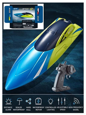 Planet Gates Blue With Box / CHINA 2.4G RC Boat S4 15km/h Dual Motor Waterproof High-speed Boat Summer Outdoore Water Remote Control Ship Toys Gift for Boys Girls