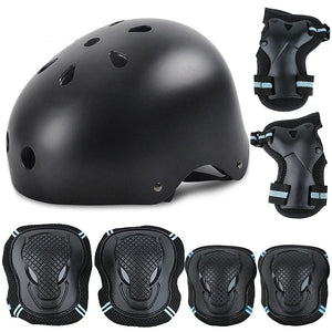 Planet Gates Blue with helmet / M Skateboard Ice Roller Skating Protective Gear Elbow Pads Wrist Safety Guard Cycling Riding Helmet Protector for Kids Adults
