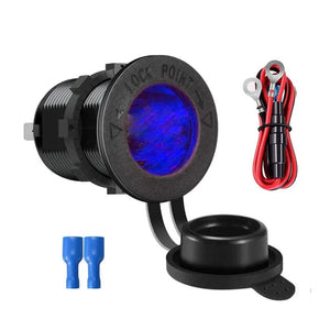 Planet Gates Blue with wire Cigarette Lighter Socket Car Marine Motorcycle ATV RV Lighter Socket Power Outlet Socket Receptacle 12V Waterproof Plug