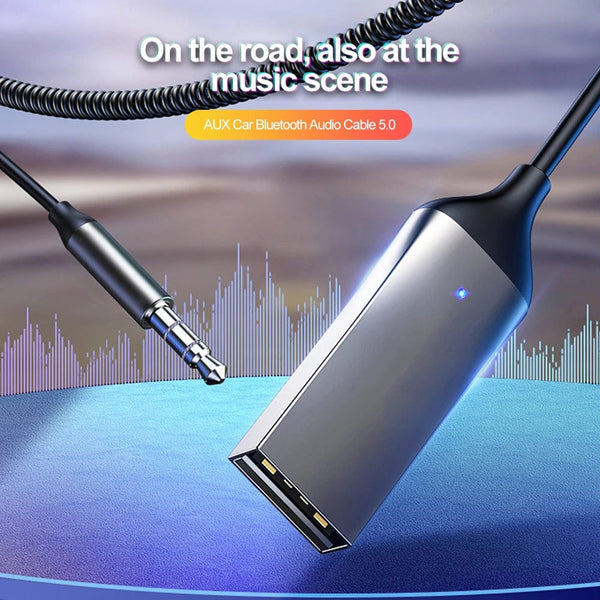 Planet Gates Bluetooth 5.0 AUX Car Adapter USB To 3.5mm Jack Dongle Cable Handfree Car Kit Wireless Car Bluetooth Transmitter Receiver