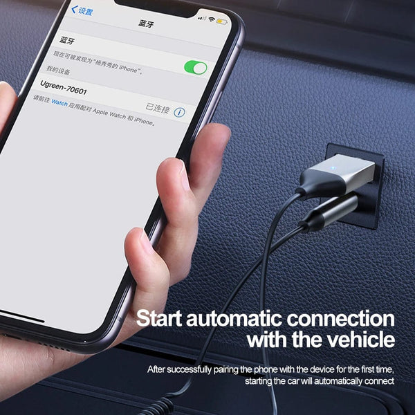 Planet Gates Bluetooth 5.0 AUX Car Adapter USB To 3.5mm Jack Dongle Cable Handfree Car Kit Wireless Car Bluetooth Transmitter Receiver