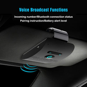 Planet Gates Bluetooth 5.0 Handsfree Car Kit Hifi Speaker 2W Wireless Audio Receiver MP3 Music Player Noise Cancelling Sun Visor Clip