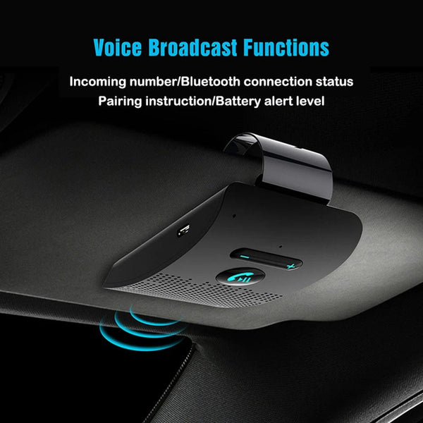 Planet Gates Bluetooth 5.0 Handsfree Car Kit Hifi Speaker 2W Wireless Audio Receiver MP3 Music Player Noise Cancelling Sun Visor Clip