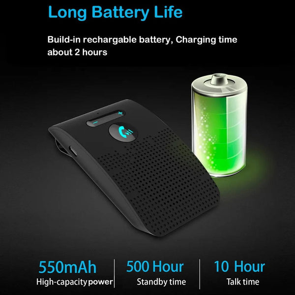 Planet Gates Bluetooth 5.0 Handsfree Car Kit Hifi Speaker 2W Wireless Audio Receiver MP3 Music Player Noise Cancelling Sun Visor Clip