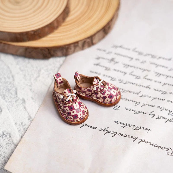 Planet Gates Blythe Baby Shoes Mini Toy Accessories OB22 Shoes Checker Shoes Small Cloth UFDOLL Mini Body OB24 Handmade Cowhide Shoes