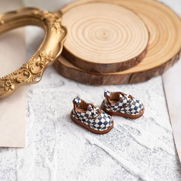 Planet Gates Blythe Baby Shoes Mini Toy Accessories OB22 Shoes Checker Shoes Small Cloth UFDOLL Mini Body OB24 Handmade Cowhide Shoes
