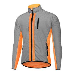 Planet Gates BO223-O / EU S (ASIA M) WOSAWE Full Reflective Cycling Jacket Men's Coat Spring Autumn Bicycle Windbreaker Bike Soft Windproof Waterproof Running Jacket