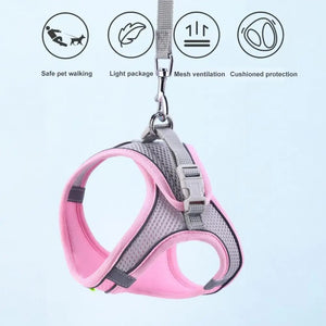 Planet Gates Body Shape Fitting Pet Vest Breathable Mesh Reflective Pet Vest Harness with Leash Adjustable Buckle for Small Dog Puppy for Pet