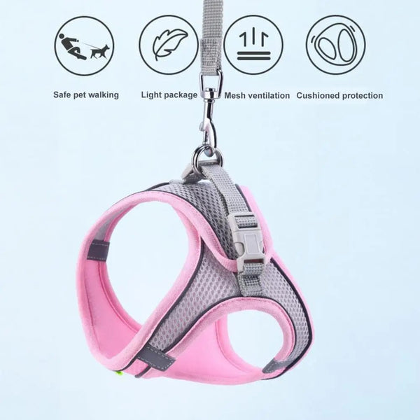 Planet Gates Body Shape Fitting Pet Vest Breathable Mesh Reflective Pet Vest Harness with Leash Adjustable Buckle for Small Dog Puppy for Pet