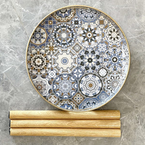 Planet Gates Bohemian Gray And Blue Tray Bohemian Style Small Sculpture Decoration Versatile Wooden Tray Coffee Table with Detachable Legs for Living Room Home Decor