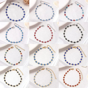 Planet Gates Bohemian Oval Evil Blue Eye Charm Bracelet Gold Silver Color Brass Chain Bracelets for Women Men Prayer Jewelry