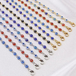 Planet Gates Bohemian Oval Evil Blue Eye Charm Bracelet Gold Silver Color Brass Chain Bracelets for Women Men Prayer Jewelry