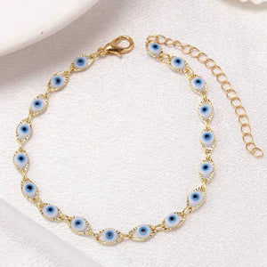 Planet Gates Bohemian Oval Evil Blue Eye Charm Bracelet Gold Silver Color Brass Chain Bracelets for Women Men Prayer Jewelry