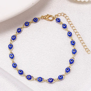 Planet Gates Bohemian Oval Evil Blue Eye Charm Bracelet Gold Silver Color Brass Chain Bracelets for Women Men Prayer Jewelry