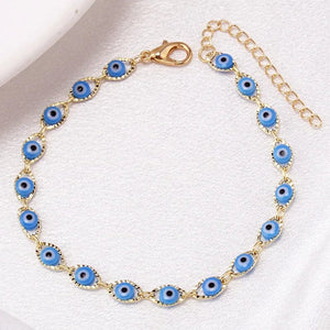 Planet Gates Bohemian Oval Evil Blue Eye Charm Bracelet Gold Silver Color Brass Chain Bracelets for Women Men Prayer Jewelry
