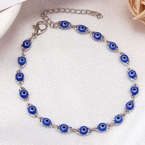 Planet Gates Bohemian Oval Evil Blue Eye Charm Bracelet Gold Silver Color Brass Chain Bracelets for Women Men Prayer Jewelry